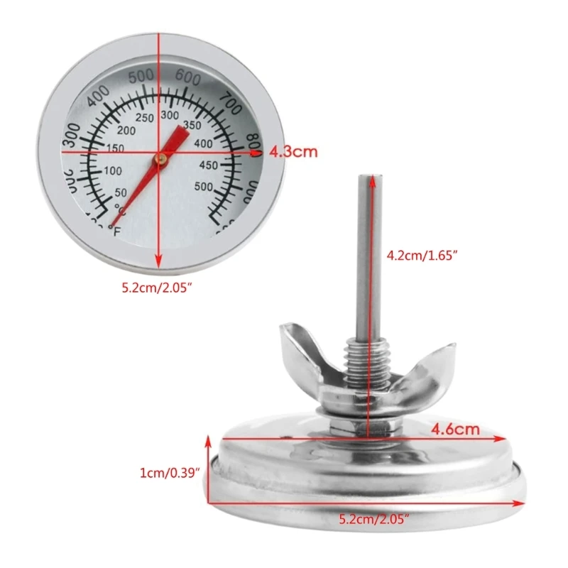 Termometro In Acciaio Inox AIDUCHO, Termometro In Metallo, Per Barbecue A Gas In Acciaio Inox 60c 430c 92428039