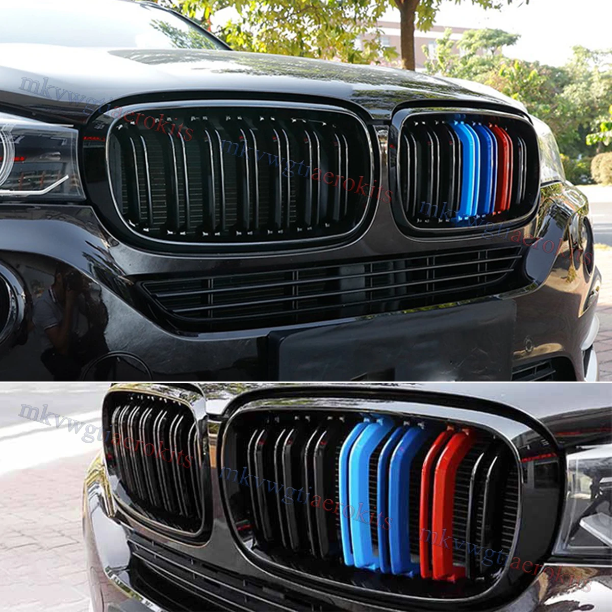 BMW X5 F15 X6 F16 용 전면 키드니 그릴, 2X M 컬러, 2014-2018 글로스 블랙