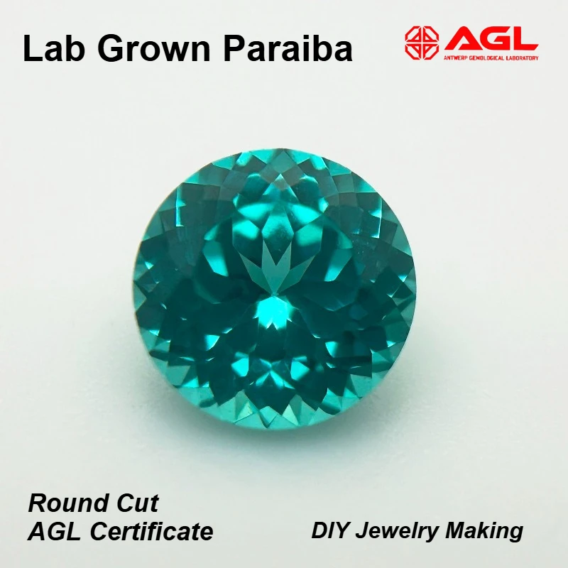 Par-Lab Grown Paraiba Edelstein im Rundschliff für DIY-Schmuckherstellung, Ring, Halskette, Armband, wählbares Zertifikat