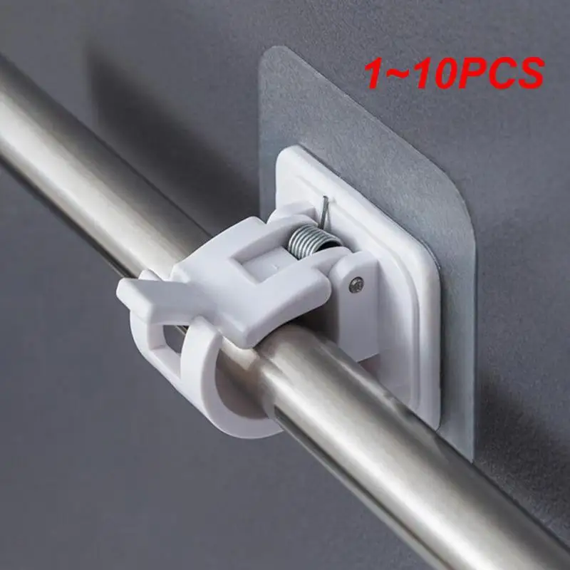 1~10PCS Plastic White Hanging Curtain Rods Home Clamp Hooks Bathroom Shower Curtain Rod Fixed Clip Wall Hooks