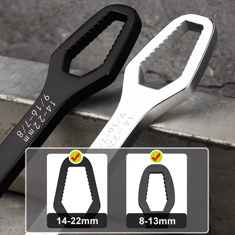 

Multi-functional plum wrench multi-purpose universal double-headed self-tightening wrench 8-22mm household activity wrench