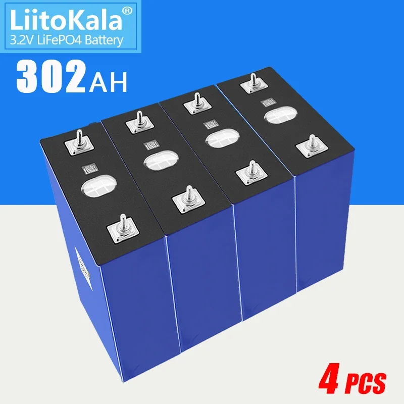 

4PCS LiitoKala 3.2V 302Ah LiFePO4 battery 4000 cycle for diy 12v 24v 36V 48V 310Ah Solar energy storage RV Solar Panel caravan