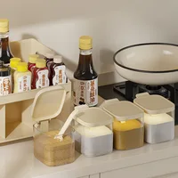 All-in-one Kitchen Spice Organizer Drawer Spice With Spoon And Lid 4-Cell Seasoning Storage Box With Top Table And handle 2