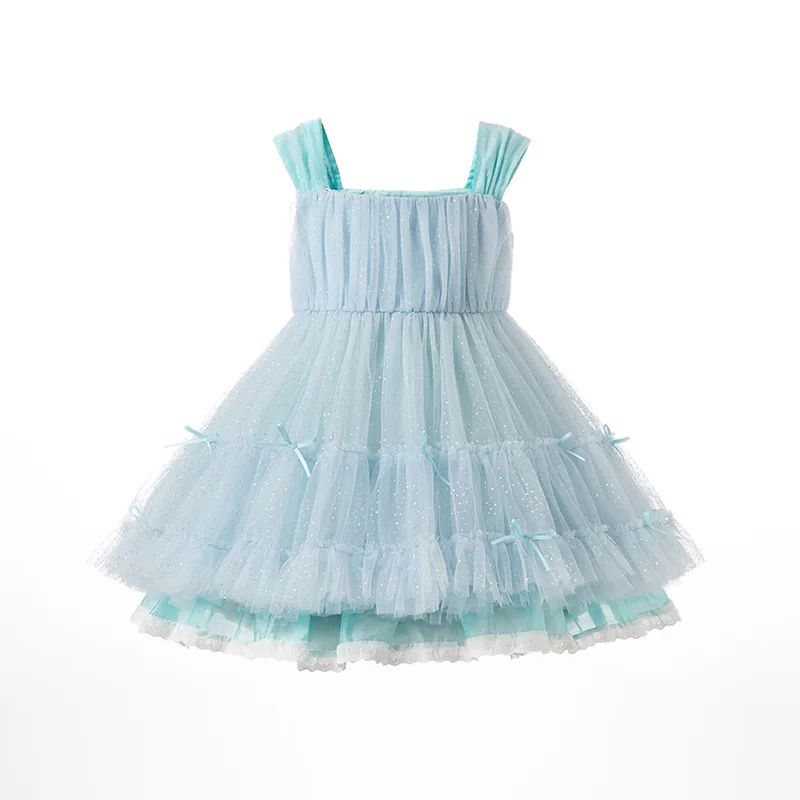 

MODX Spanish Blue Dress for Baby Girls Kids Sequins Lace Bow Ball Gowns Children Holiday Dresses Toddlers Girl Lolita Vestidos