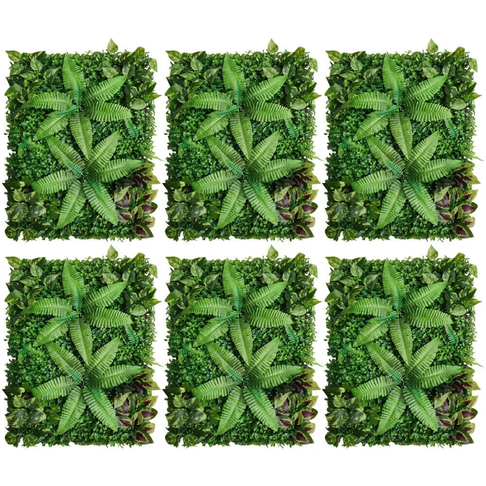 

6PCS Artificial Fern Plant Mat Wall Hedge Decor Privacy Fence Panels Grass 6packs Garden Yard 60cm*40cm