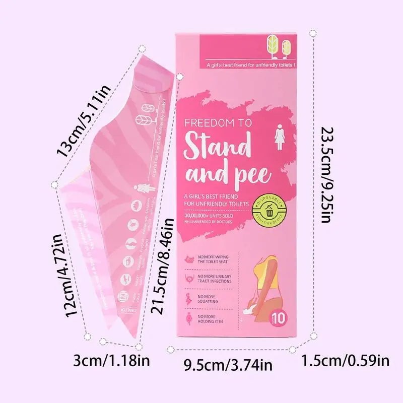 Female Urinal Device 10Pcs Vertical Paper Pee Urinal Funnel Waterproof Multi-functional Ergonomic Portable Urination Device