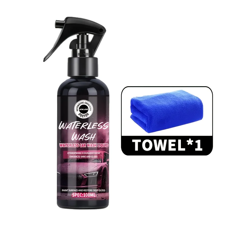 Spray de lavagem de carro sem água Jokjok 100ML e agente de secagem rápida, limpeza e renovação completa em uma garrafa, adequado para carros