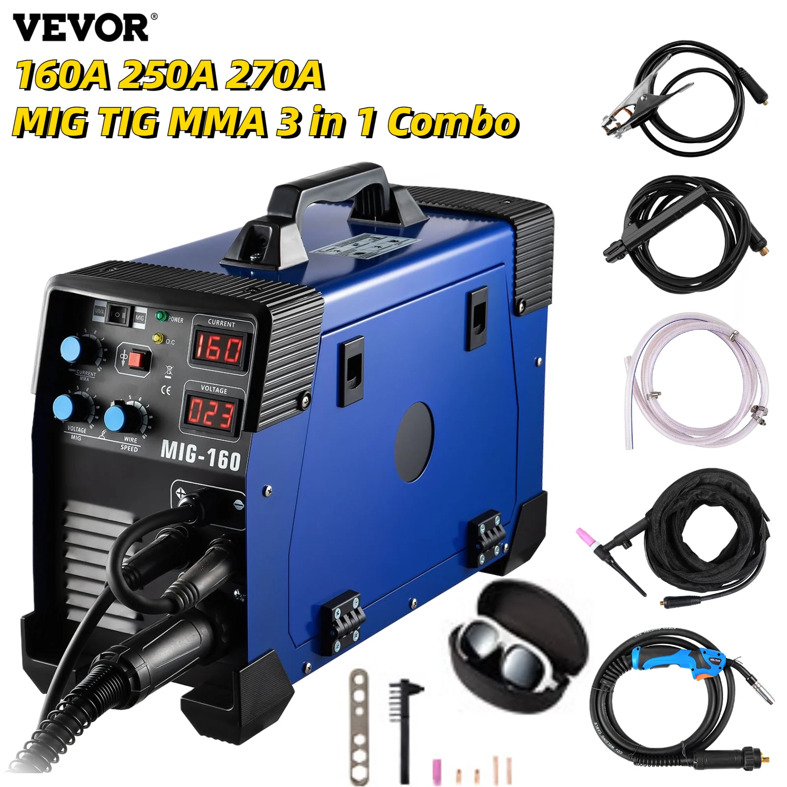Mig Mma Tig 3 In 1 Inverter Welder Welding Machine 270a / 250a /160 Amp