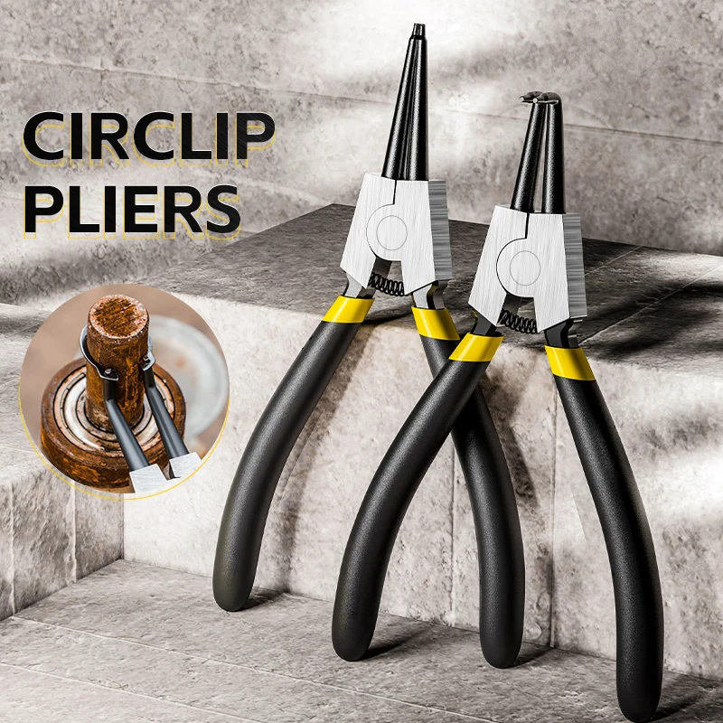 WEELEE4PCS Circlip Pliers Set Long Nose Pliers Staight Bent Inner Outer Staight Bent Plier Retained Snap Ring Remover Hand Tools