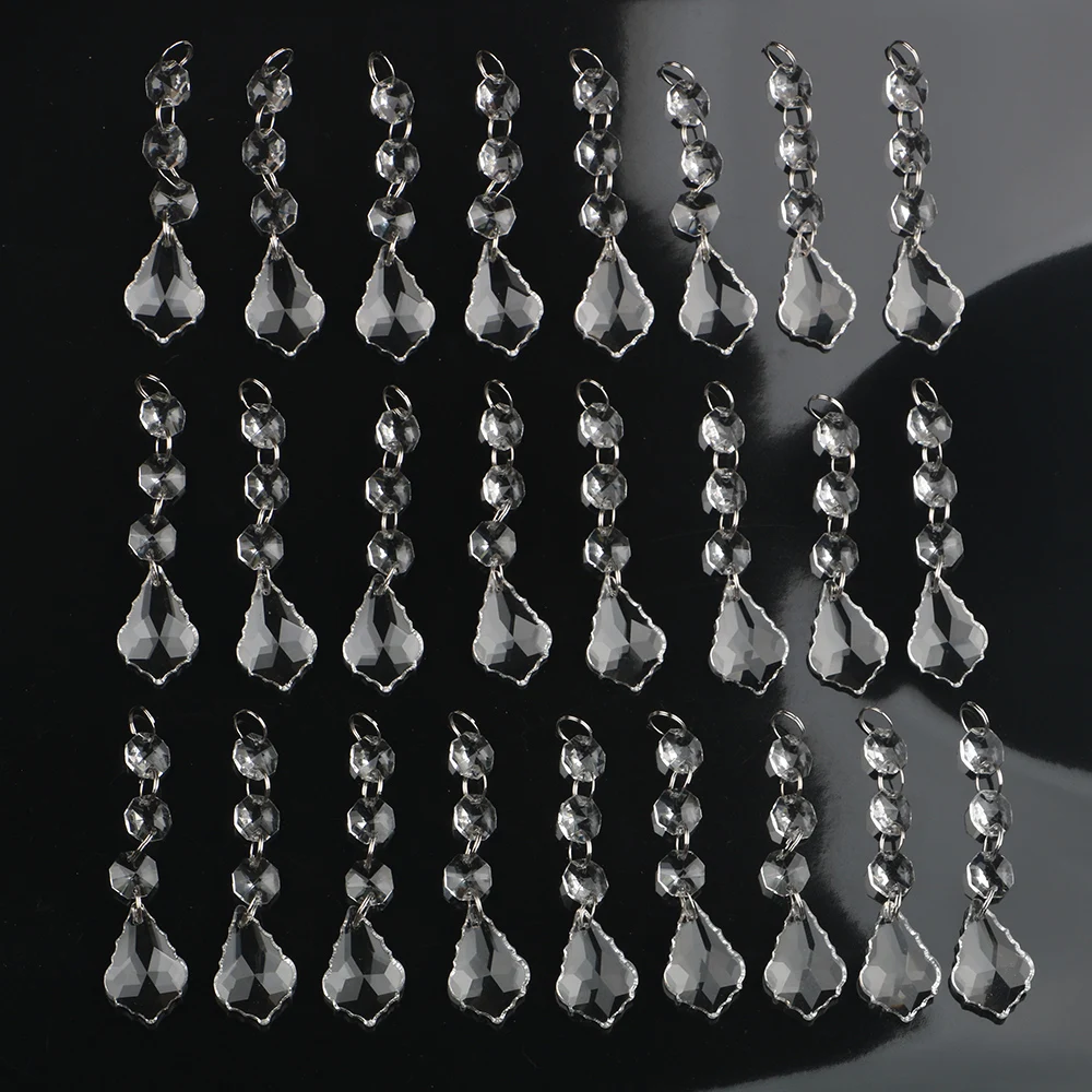 25pcs Maple Leaf Crystal Bead Pendants Glass Crystals Prisms Chandelier Lamp Parts Hanging Ornament Party Wedding Decoration