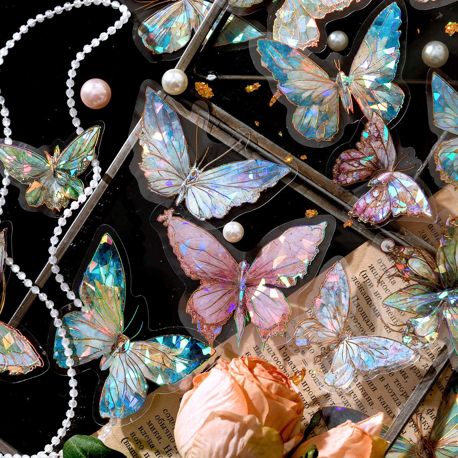 Butterfly stickers 20pcs aesthetic laser for scrapbooking journaling card phone decor