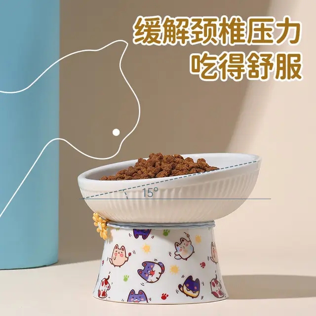 Ceramic Cat Bowl Protects Cervical Spine, Prevents Black Chin, Cat Food Snacks, Pet Drinking Water Bowl, Puppy Food Bowl 3