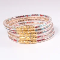 1PC Colourful Crystal Bangles Rhinestone Silicone Glitter Jelly Bangles Bracelet for Women Waterproof Beach Party Bracelet 1