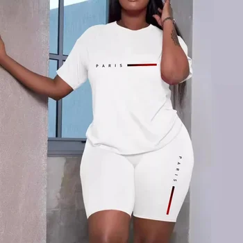 Women's Tracksuit Casual 2026 Summer Two Piece Sets Hot Sales Fashion Quality O-Neck Short Sleeve Sports T-Shirts Daily Clothing 1