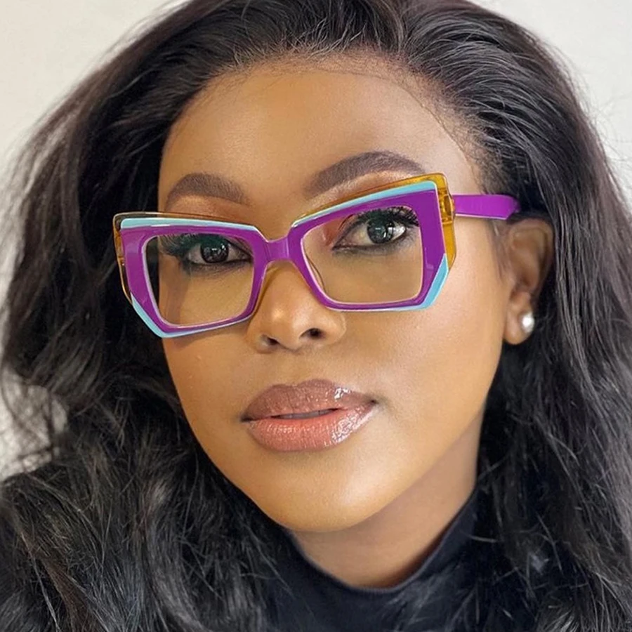 Cat Eye Anti Blue Light Glasses Women Trendy Polygonal Vintage Luxury Design Eyeglasses Ladies Fashion Irregular Square Eyewear anti blue light glasses