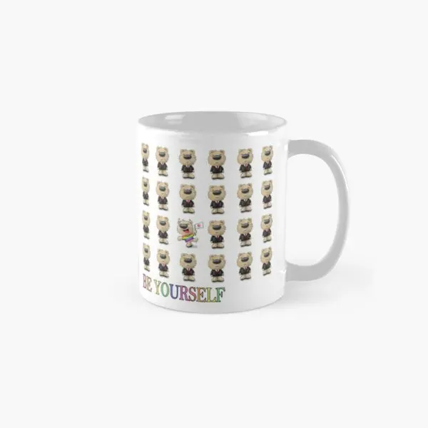 

Be Yourself Rainbow Bear Drawing Classic Mug Drinkware Coffee Photo Simple Image Cup Printed Handle Round Picture Design Tea