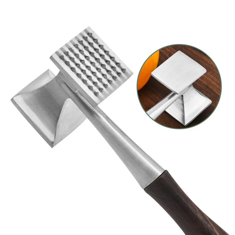 Stainless steel hammer meat machine wooden handle pine meat steak beater kitchen tools household tender hammer meat tenderizer meat hammer