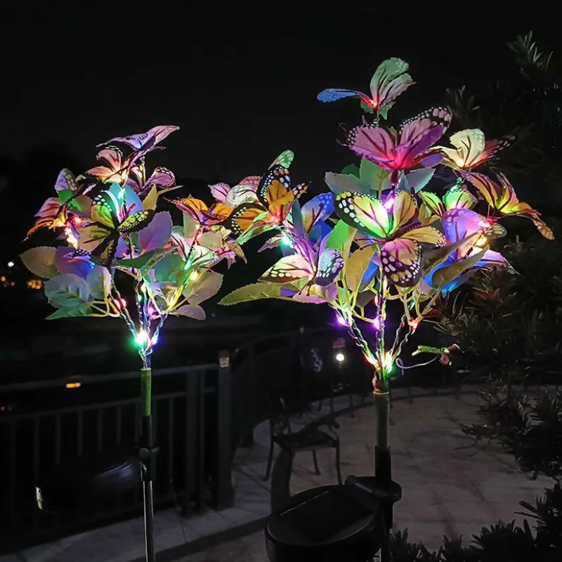 Butterfly Sunflower Simulation Outdoor Solar Light LED Lawn Lamp Home Garden Sunmmer Landscape Lighting Wedding Fairy Lights decorative lights,led fairy lights