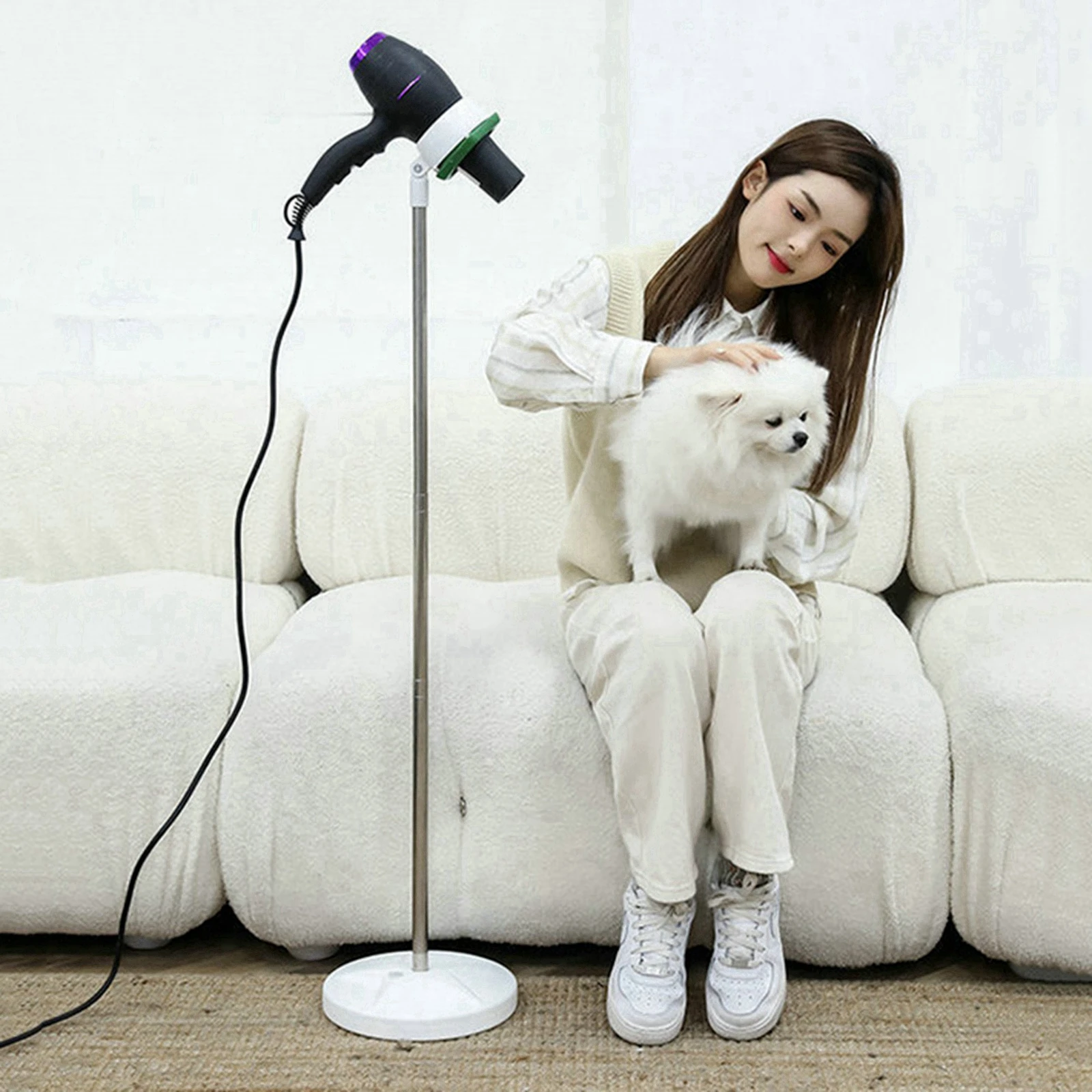 Hair Dryer Stand Holder hair dryer holder hair tool holder Adjustable Height Floor Standing Home Blow Hair Dryer Bracket Stand Rack for Pet Grooming Care Tool