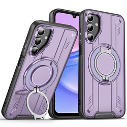 Dual Layer Magnetic Shockproof Armor Phone Case with Foldable Stand - Galaxy A26 5G (Purple)