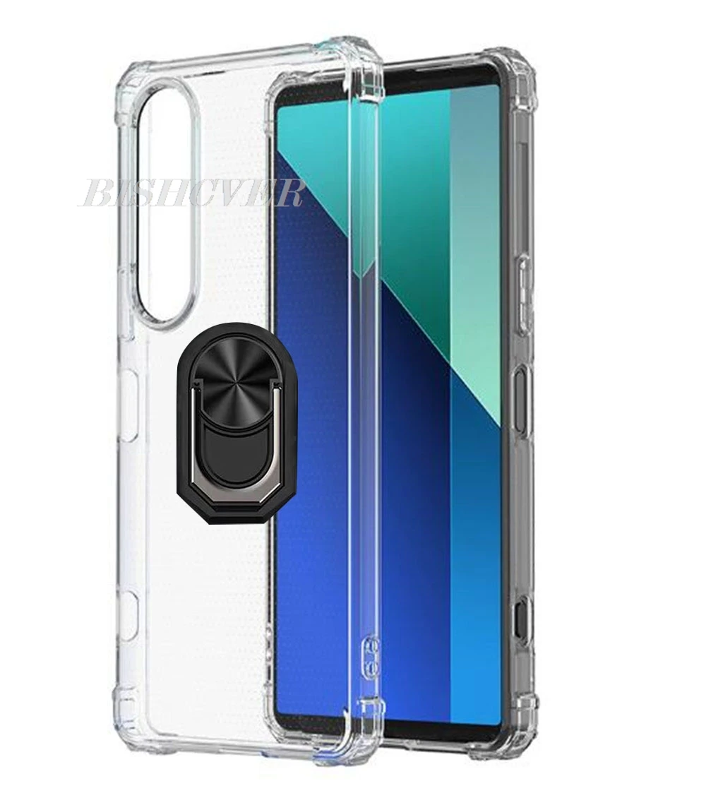 Enhanced Phone Case with Back Ring Holder and TPU Silicone Cover