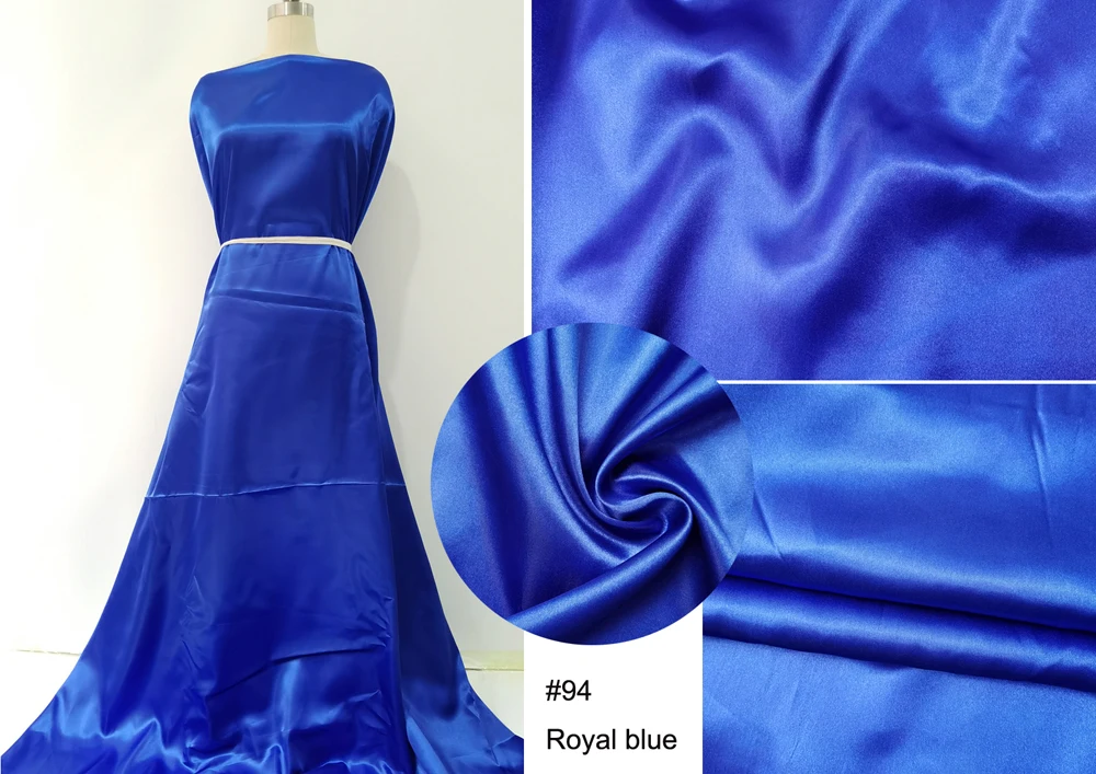 Schlichtes Satin, 58 Zoll breit | 1 Meter | 2 Meter | 5 Meter | Weicher Charmeuse-Stoffschal zum Basteln, DIY-Material, Blau – Detail 40