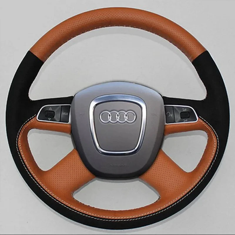 

Hand Stitched Wear-Resistant Leather Non-Slip Car Steering Wheel Cover For Audi A3 8P Sportback A4 B8 Avant A5 8T A6 C6 A8 D3 Q5