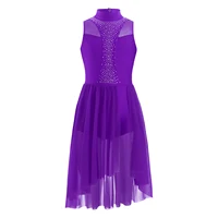 Girls Figure Skating Dance Dress Sleeveless Sparkly Rhinestone Liturgical Lyrical Contemporary Ballroom Modern Dresses Maxi Gown - Image 2