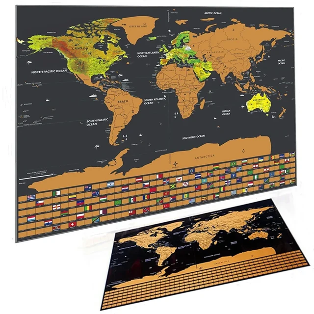 Póster para rascar Mapa del mundo - Banderas