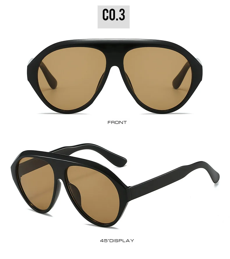 Vintage-Sonnenbrille mit großem Rahmen für Damen, runde Piloten-Sonnenbrille in Schwarz mit Farbverlauf, coole Herren-Sonnenbrille, Designer-Sonnenbrille aus einem Stück für Männer – Detail 20