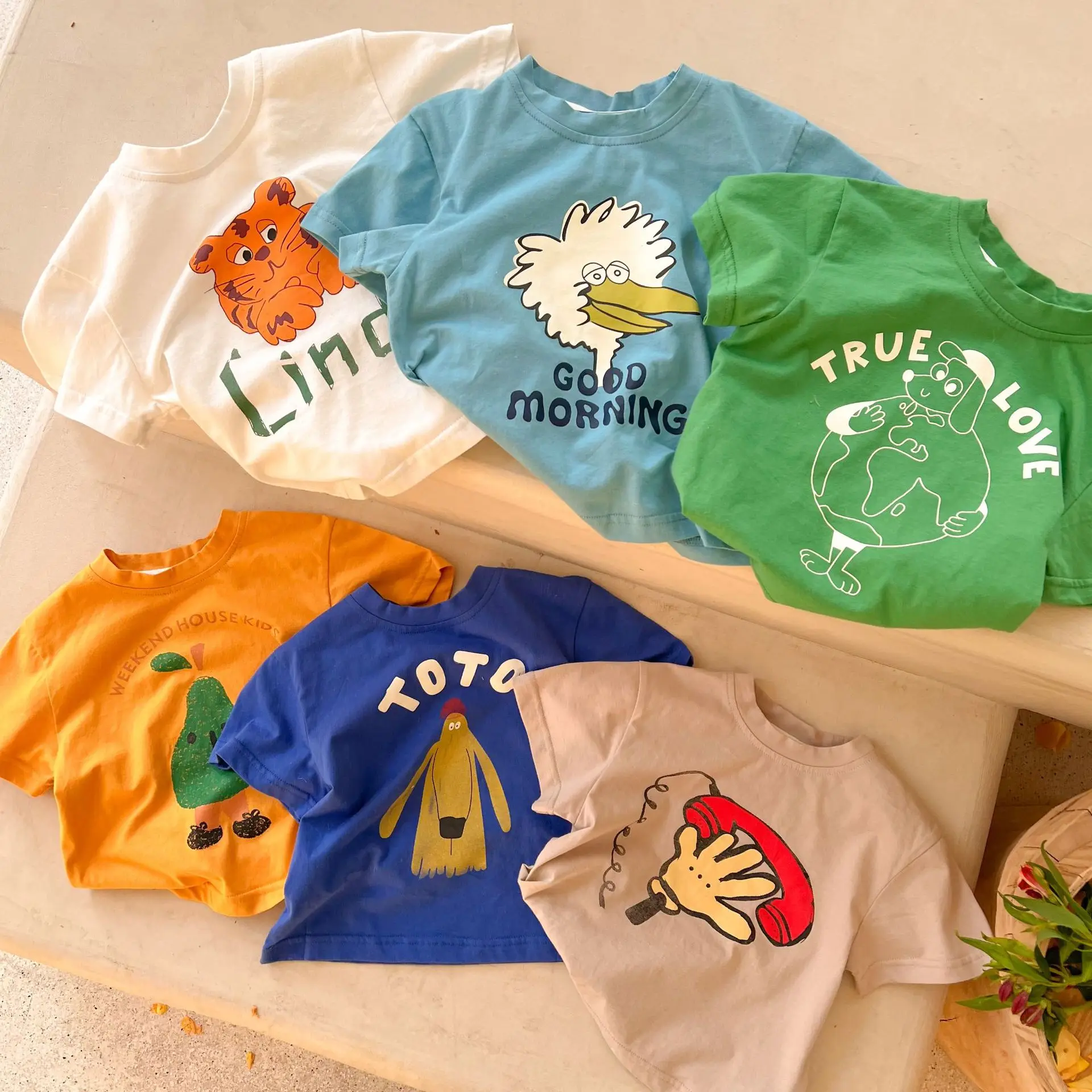 yellow t shirt childrens	 2554B Children's T Shirt 2022 Summer New Boys and Girls Short Sleeve T Shirt Cartoon Tops Fashion Print T-shirt children's t shirt sizes by age	