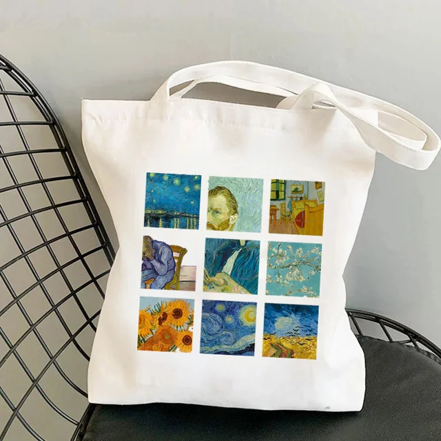Shopper Van Gogh Img Printed Kawaii Bag Harajuku Women Shopping Bag Canvas Shopper Bag Girl Handbag Tote Bag Shoulder Lady Bag b928
