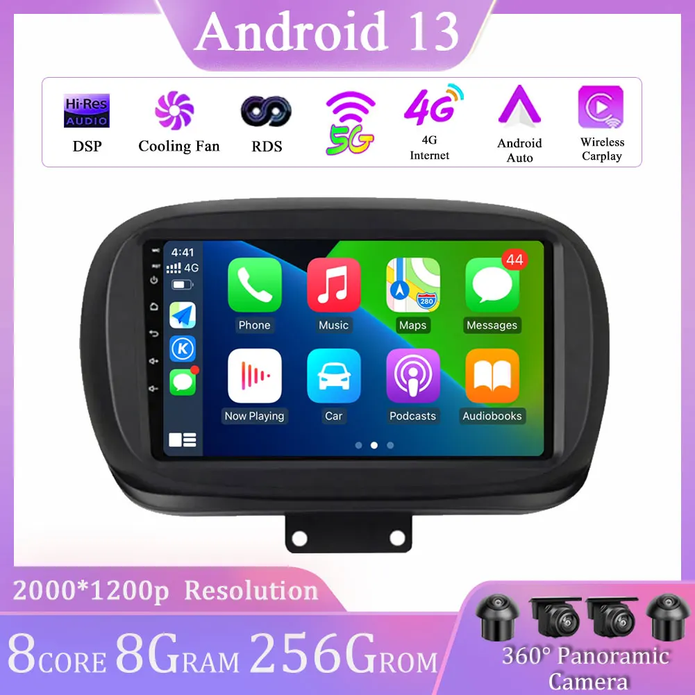 

Android 13 Auto Video For Fiat 500X 2014 - 2020 Car Radio Multimedia Video Player GPS Navigation Track Carplay No 2Din 2 Din DVD