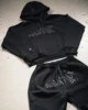 Letters Rhinestone Sequin Hoodie Sweatpants Two Piece Set Y2K Sportswear Mens Letters Embroidered Sweatshirt Casual Pants Set 2