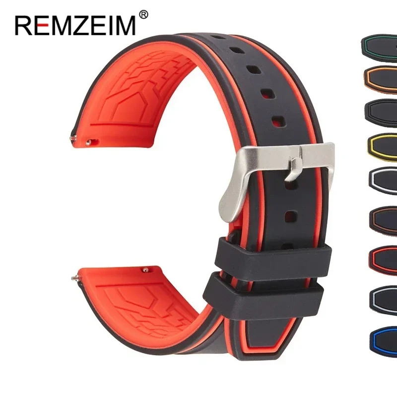 Cinturino Silicone Per Orologio Cinturino Sportivo In Silicone Per Orologi - Nero, Marrone, Rosso, Arancione, Blu, Verde, Misure 18-24mm Braccialetti Silicone - Foto 6
