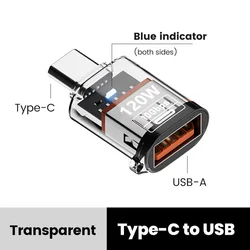 120W USB - C to USB - A OTG Adapter - Fast Charging USB 3.2 Type - C Female Adapter (Transpar C Male to U)