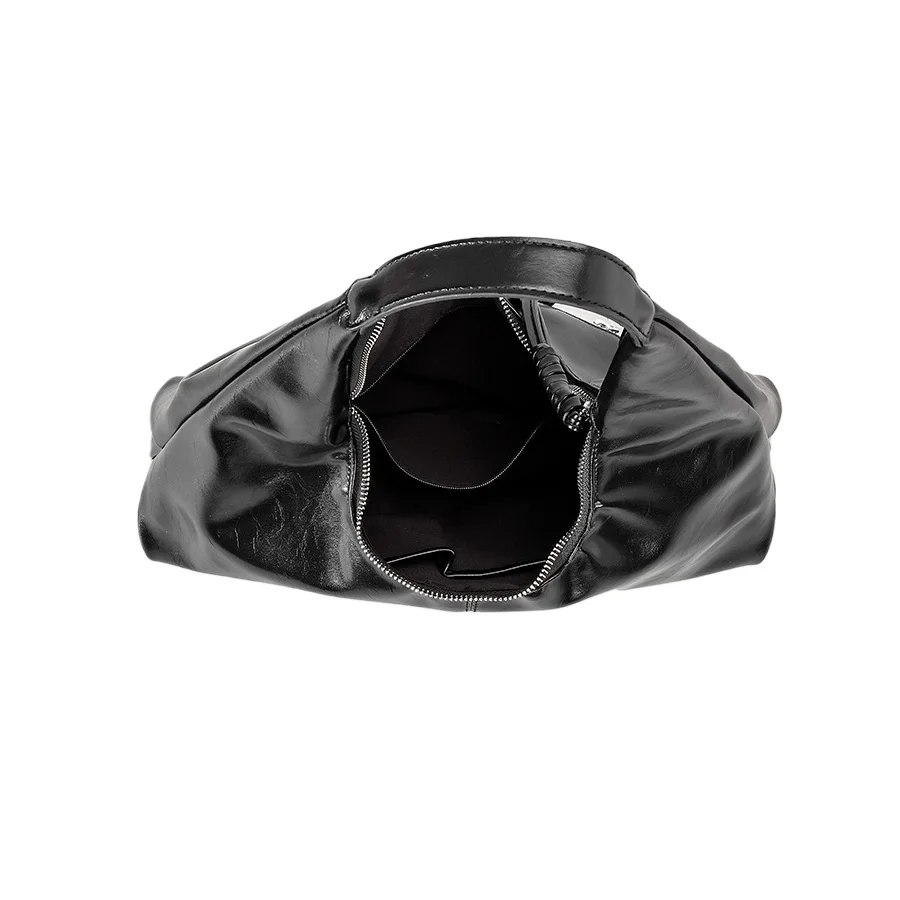 Soft Leather Crescent Shaped Underarm Bag for Ladies with Large Capacity Dumpling Bags Popular Shoulder Bag Retro Motorcycle Bag