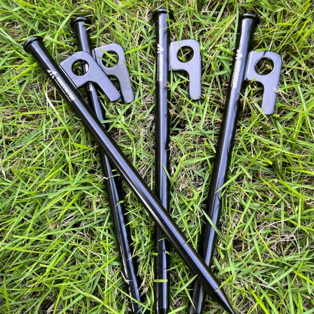 Tent Pegs Hikevictor 4Pcs/8 Inch Outdoor Heavy Duty Steel Stakes for Camping Canopy Awning Camping Ground