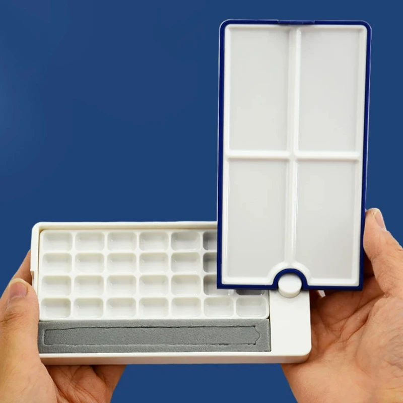 360&deg; Rotating Empty Watercolor Palette Nail Art Tray Box 28 Grid For Diy Travel Gouache Oil Plastic Nail Art Palette