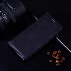 Luxury Leather Flip Wallet Business Case - Premium Book Cover for Honor 7A Pro (5.7) (Black)