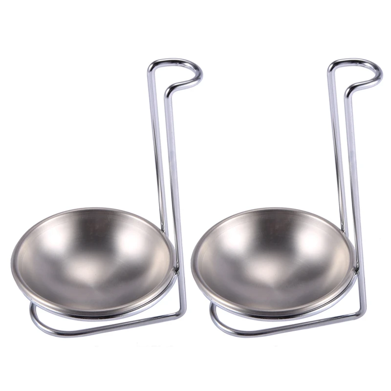 2X Stainless Steel Spoon Rest Holder,Long Handle Vertical Saving Soup