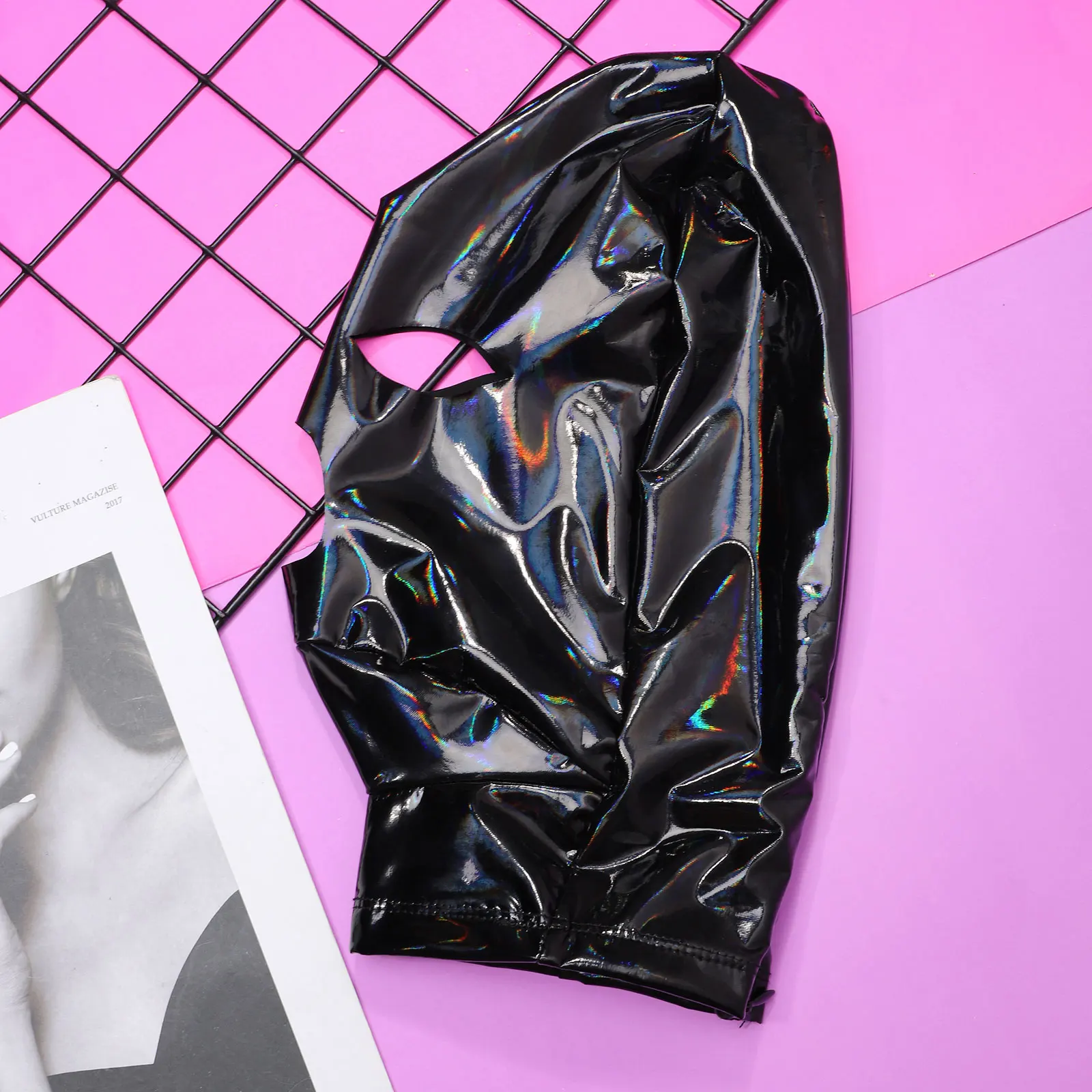 Latex Hood Mask Open Eyes Mouth Nostrils Mask Hood Unique Club Wear Headgear Sexy Crossdressing Cosplay Couples Face