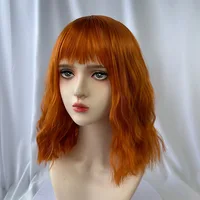 Fashionable orange synthetic wig with Liu seawater ripple daily wear cosplay party high temperature silk wig full head cover 3
