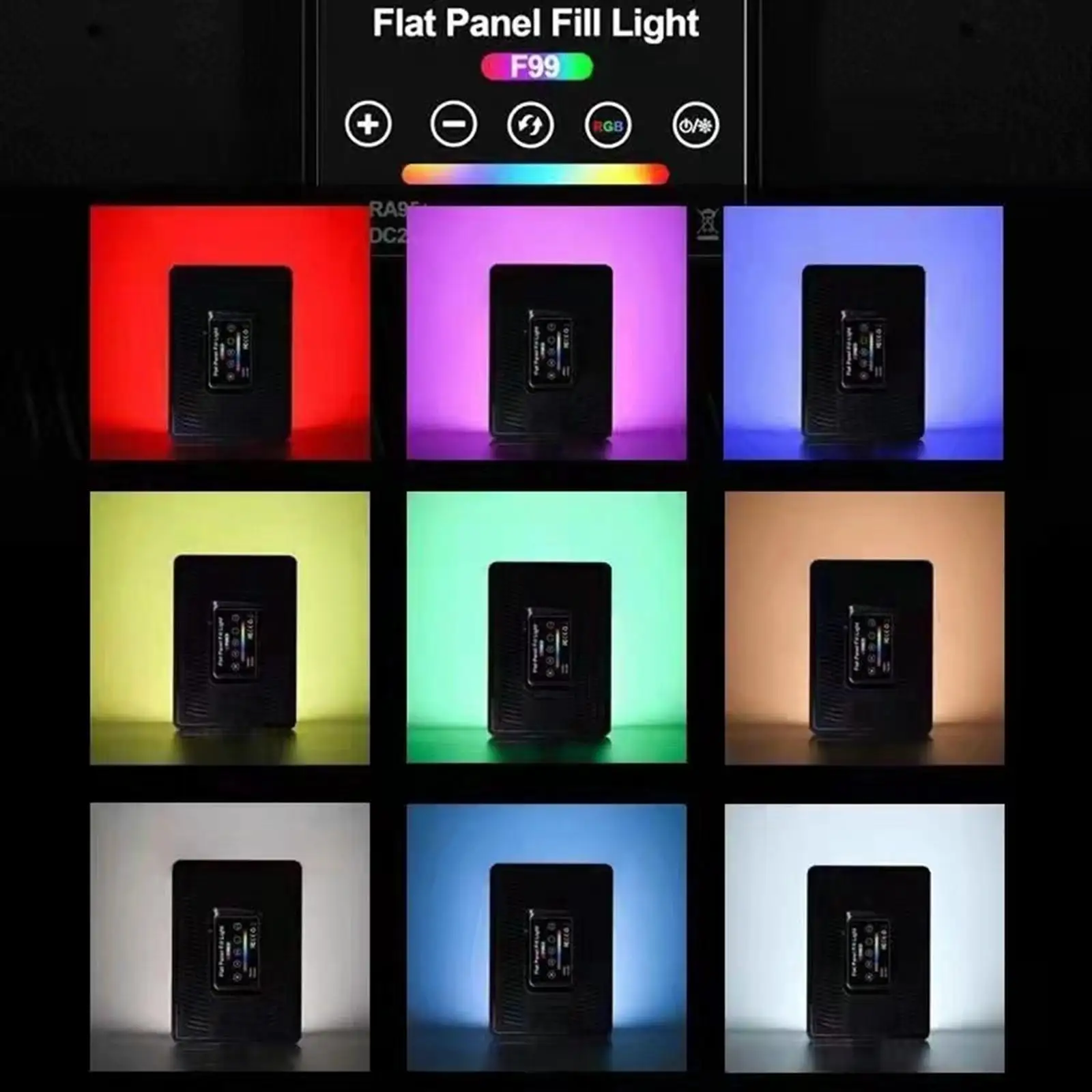 

LED RGB Video Light Bi-Color 3000K-6500K 40W Dimmable Panel Fill Lamp for Game Photo Studio Tabletop