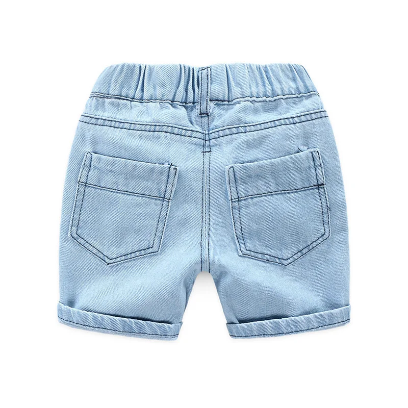 Boy Summer Shorts Infant Fashion Torn Trousers Children knee Length Pants Kids Casual Denim Jeans 2024 Baby Elastic Waist Shorts