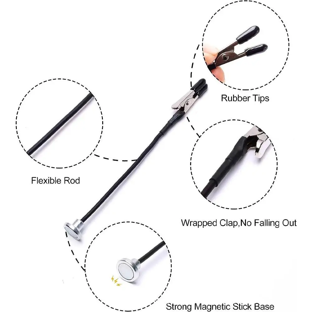 12 Stück Alligator-Clip-Stifte, Modell-Malständer, Basishalter, magnetisch, biegbar, für Airbrush-Spray, DIY, Basteln, Foto, Notizen, Klemme – Detail 7