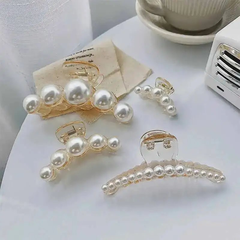2020 perle Acryl Haar Klaue Elegante Transparente Haar Krabben Clips Für Frauen Einfache Hohl Geometrische Bad Clamp Haar Zubehör – Detail 17