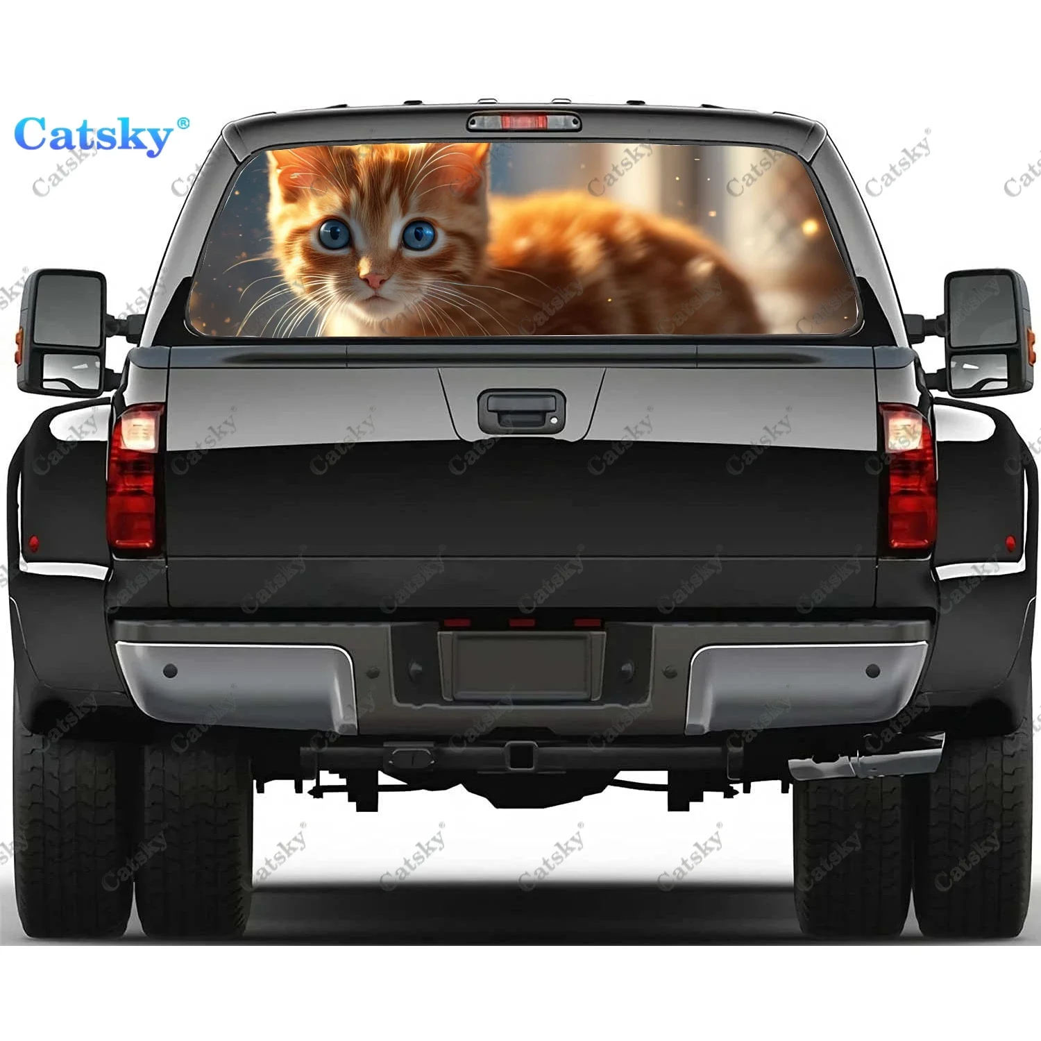 

Cute Little Kittens Funny Rear Window Decal Fit Pickup,Truck,Car Universal See Through Perforated Back Windows Vinyl Sticker