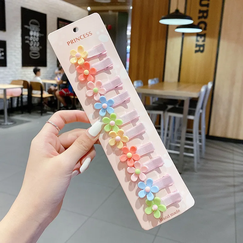 Hair Accessories Girls Hair Clips Cute Pink Candy Color Flowers Kawaii Toddler Hair Clips Daisy Kiwi Strawberry Baby Kids Accessories