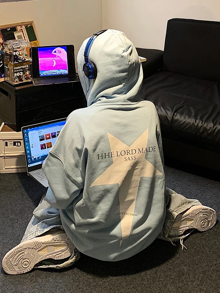 Adagirl Star Grafik Hoodies Frauen Kpop Langarm übergroße High Streetwear koreanische Mode Pullover lässige Paare Kleidung